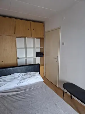 a bedroom with a bed and a closet at Blue New Yorker in Niš
