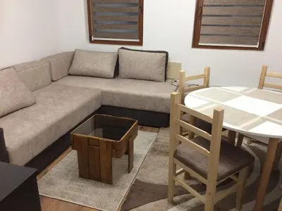 a living room with a couch and a table at Apartment Lazic vila Suri in Kopaonik