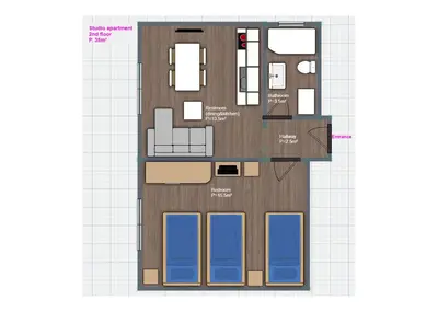 a drawing of a floor plan of aominium at Guest House SokoDream in Soko Banja