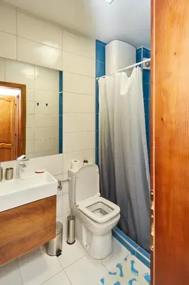 a bathroom with a toilet and a sink and a shower at ŽUPAN apartmani in Soko Banja