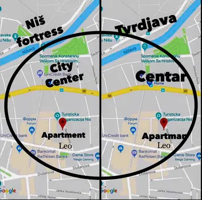 a circle map with the names of cities at Leo in Niš