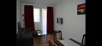a living room with a couch and a table at Apartman Linera in Soko Banja