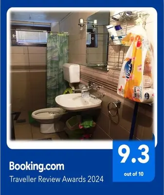 a bathroom with a toilet and a sink at Niš Apartman in Niš