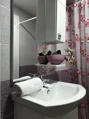a bathroom with a sink and a mirror at Vila Stefanovic in Soko Banja