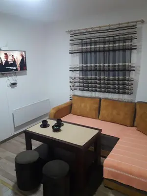 a living room with a couch and a table at Apartmani Nikola u vili Semeteš in Kopaonik