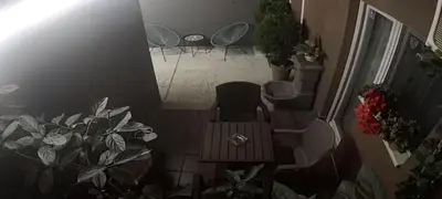 an overhead view of a room with a chair and plants at Mitić Apartmani 1 in Niš