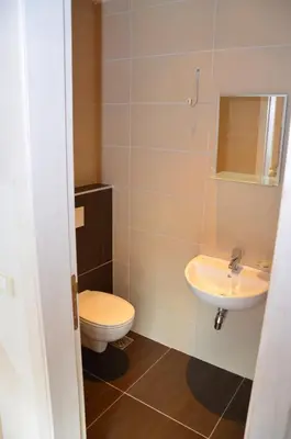 a bathroom with a toilet and a sink at Župa Apartmani in Kopaonik