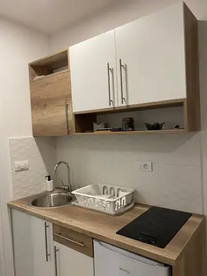 a kitchen with a sink and a counter top at Apartments Topview Kopaonik-Dvori in Kopaonik