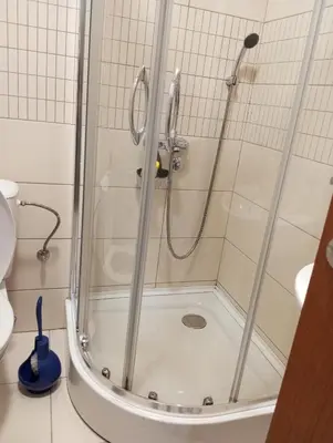a shower in a bathroom with a toilet at Apartman Radmanovac in Vrnjačka Banja
