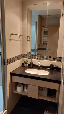 a bathroom with a sink and a mirror at Sweet Home Konaci in Kopaonik