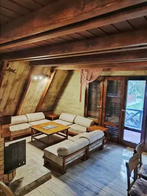 a living room with a couch and a table at Vila Treska 98 in Kopaonik