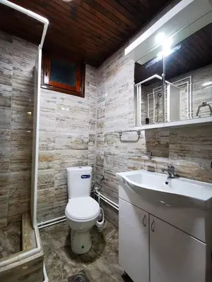a bathroom with a toilet and a sink at Vila Treska 98 in Kopaonik
