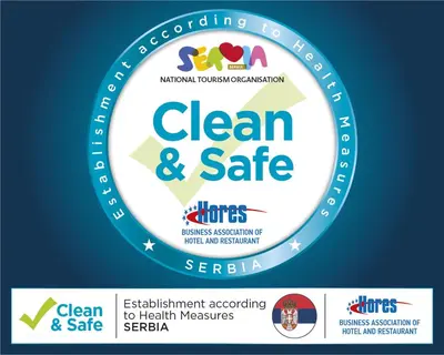 a label for a clean and safe store at Hotel Fontana Vrnjačka Banja in Vrnjačka Banja