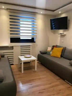 a living room with a couch and a table at YelaYeti Apartments in Kopaonik