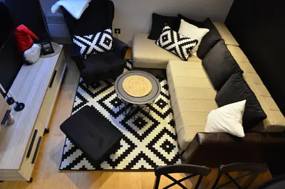an overhead view of a living room with a couch at Višnja apartment in Kopaonik