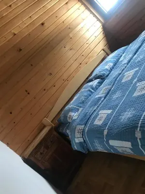 a bed in a room with a wooden floor at Villa Popara Kopaonik in Kopaonik