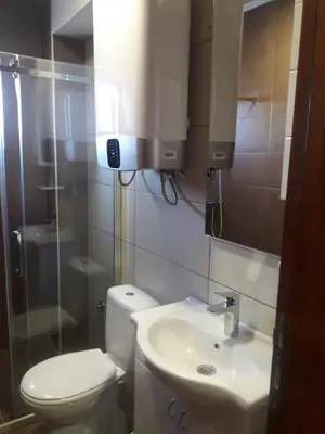a small bathroom with a toilet and a sink at Apartman Marija, Vila Suri in Kopaonik