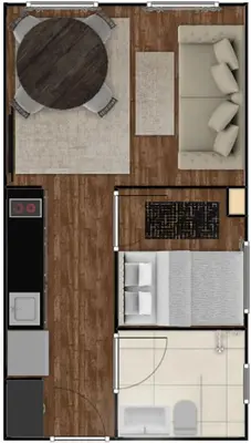 a floor plan of a room with a table at Apartman Marija, Vila Suri in Kopaonik