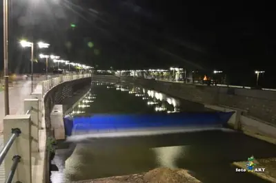 a large pool of water at night with lights at Privatan smestaj knjazevac in Knjazevac.