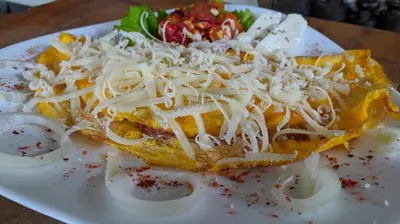 a white plate with a pasta dish with cheese on it at B&B Bebinac in Leskovac