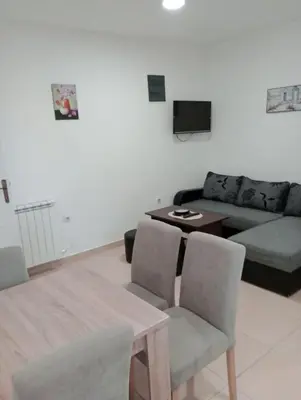 a living room with a couch and a table at Apartments 1A JollyKop in Kopaonik