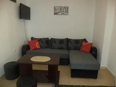a living room with a couch and a table at Apartments 1A JollyKop in Kopaonik