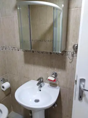 a bathroom with a sink and a mirror at Apartman Kaja in Vrnjačka Banja