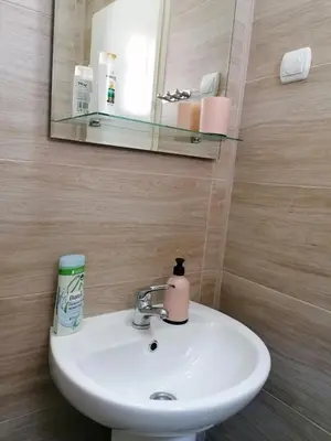 a white sink in a bathroom with a mirror at Haus Apartman Zaječar M&L in Zaječar