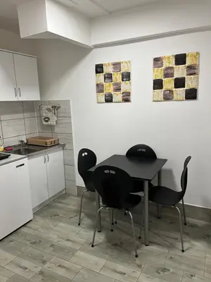a kitchen with a table and chairs in a room at Vojin i Lena in Soko Banja