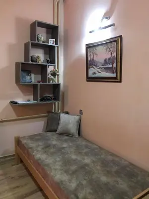 a bed in a room with a picture on the wall at Eco Kop in Kopaonik