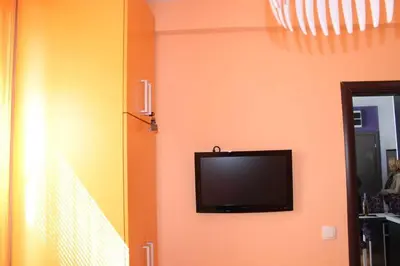 a flat screen tv hanging on a wall at Lila Apartman u Kraljevim Čardacima in Kopaonik