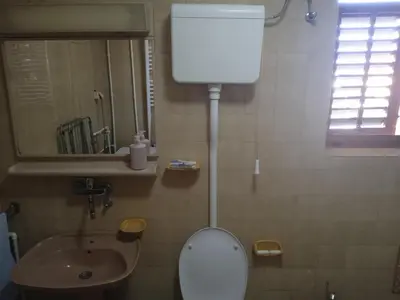 a small bathroom with a toilet and a sink at Sobe Nevenka in Vrnjačka Banja