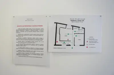 two pages of a book with diagrams and text at Radman's house in Niš