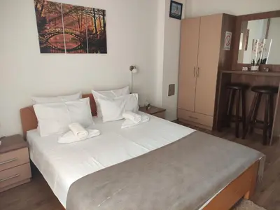 a bedroom with a large white bed with white pillows at Vila Čair DOPLATA ZA BAZEN in Soko Banja