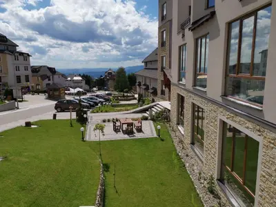 an aerial view of the yard of a building at L18 apartment Milmari in Kopaonik