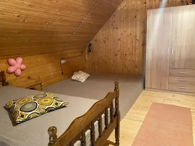 a bedroom with a bed in a wooden room at Weekendica in Kopaonik