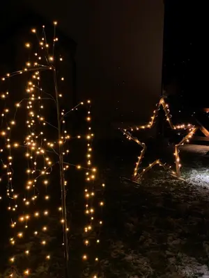 a christmas tree with lights and a star at Kuca za odmor ,,Balkan” in Crni Vrh