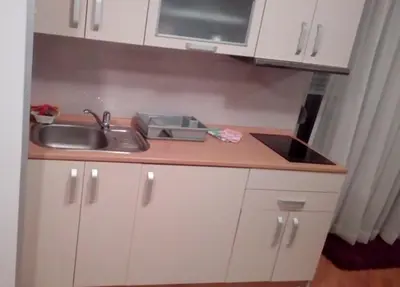 a kitchen counter with a sink and a microwave at FEEL LIKE HOME in Vrnjačka Banja