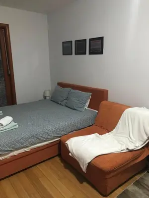 a bed and a couch in a room at Studio Mišel in Vrnjačka Banja