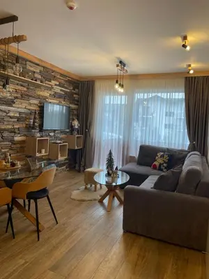 a living room with a couch and a table at Silver Kop apartmani in Kopaonik