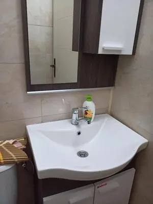 a white sink in a bathroom with a mirror at Kuca za odmor RADMILA - Rogljevacke pivnice in Rogljevo