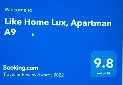 a blue text box with the words like home lux appalachian at Like Home Lux, Apartman A9 in Kopaonik