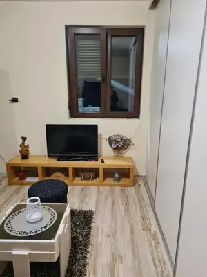 a living room with a tv and a table at Apartment Luka-Lena in Kopaonik