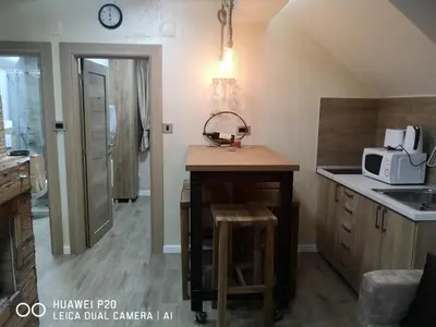 a kitchen with a sink and a counter with a microwave at KOPAONIK HOUSE in Kopaonik