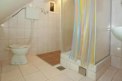 a bathroom with a toilet and a shower at Apartman Carpe Diem 2 in Zaječar