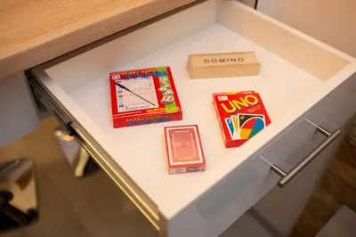 a drawer with different items on it at Dream Lux Apartman Kopaonik in Kopaonik