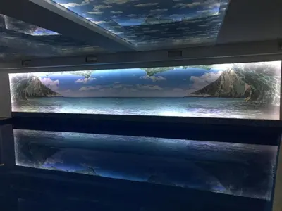 a tv screen with a painting of the ocean at Ski & Spa Apartment S20 Milmari Resort Kopaonik in Kopaonik