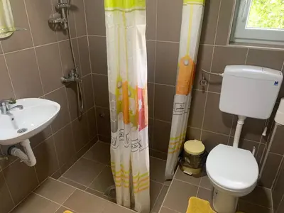 a bathroom with a toilet and a sink at Vlajkovic apartmani 2 in Vrnjačka Banja
