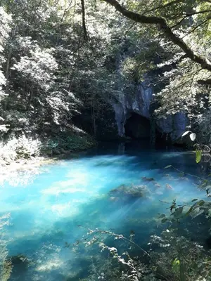 a river in a forest with blue water at Seosko turisticko domaćinstvo Jagor in Despotovac