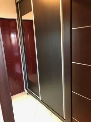 a walk in closet with a glass door at Studio Mišel 2 in Vrnjačka Banja